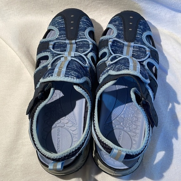 Cheeks Fitbody Sport Sandals women’s size 7 1/2W, EUC, Blues, velcro - Picture 8 of 12